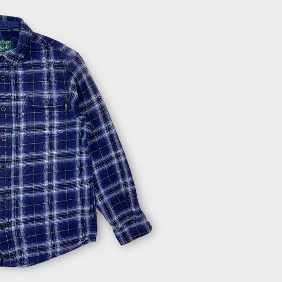 Woolrich Shirt Jacket Mens Medium Flannel Blue Plaid Heavy Shacket Outdoors - Picture 4 of 14
